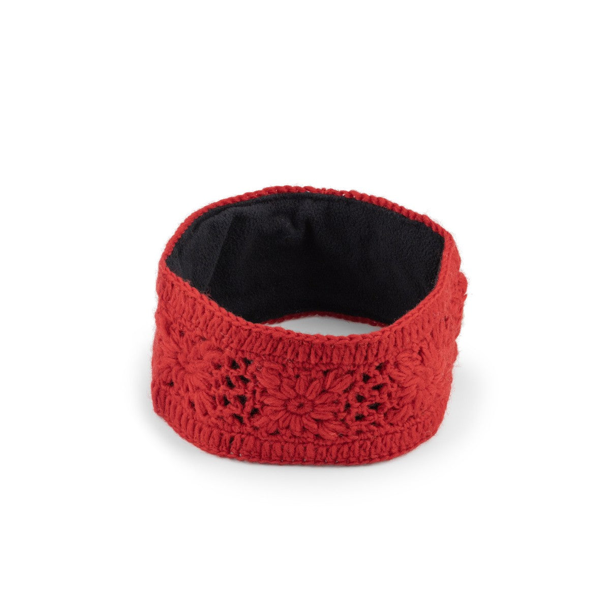 Detailfoto van haarband granny square rood