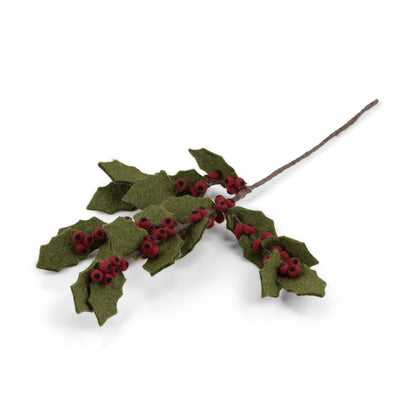 Detailfoto van vilten tak holly berry