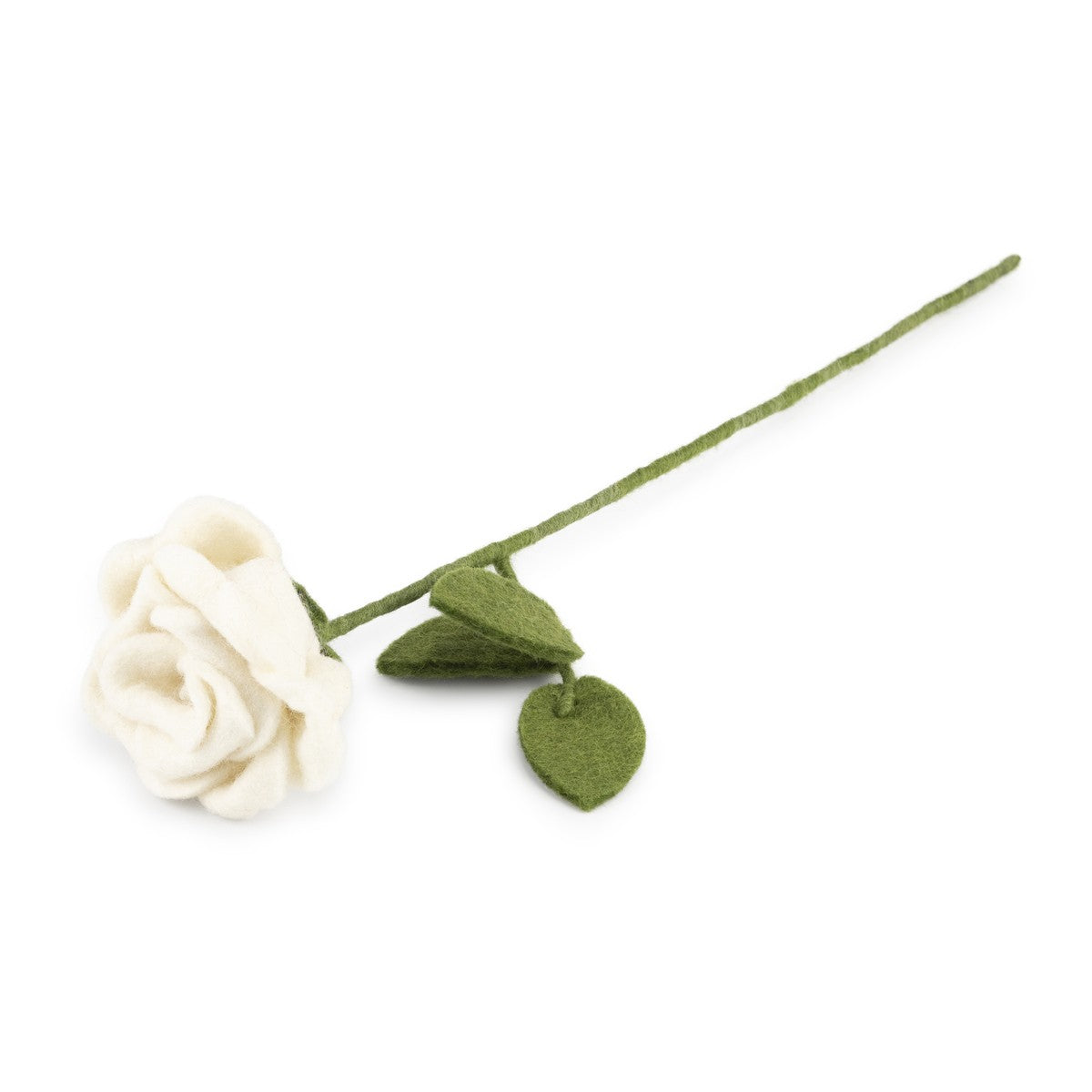 Detailfoto van vilten roos wit