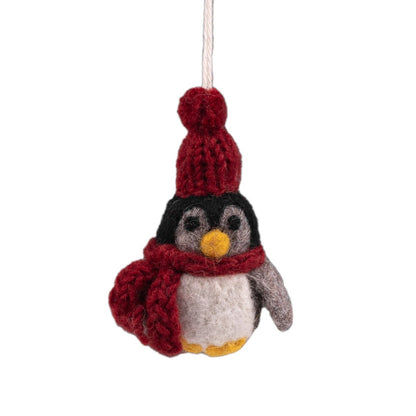 Vilten hanger pinguin met muts