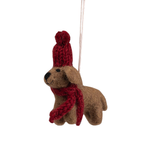 Vilten hanger teckel met muts