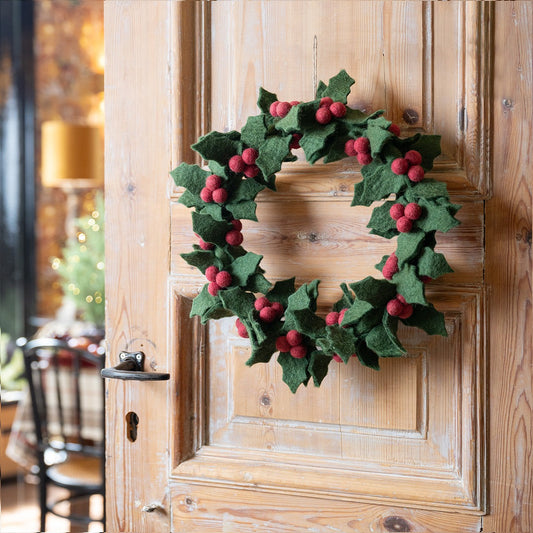 Vilten krans holly berry xl