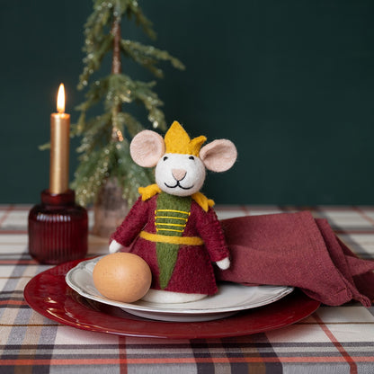 Vilten decoratie muis notenkraker koning