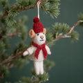 Mouse Ornament White with Hat