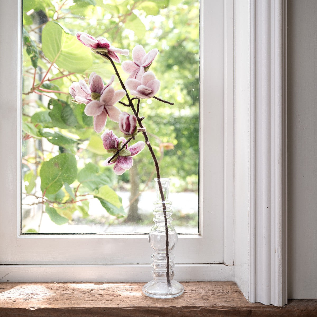 Detailfoto van vilten tak magnolia
