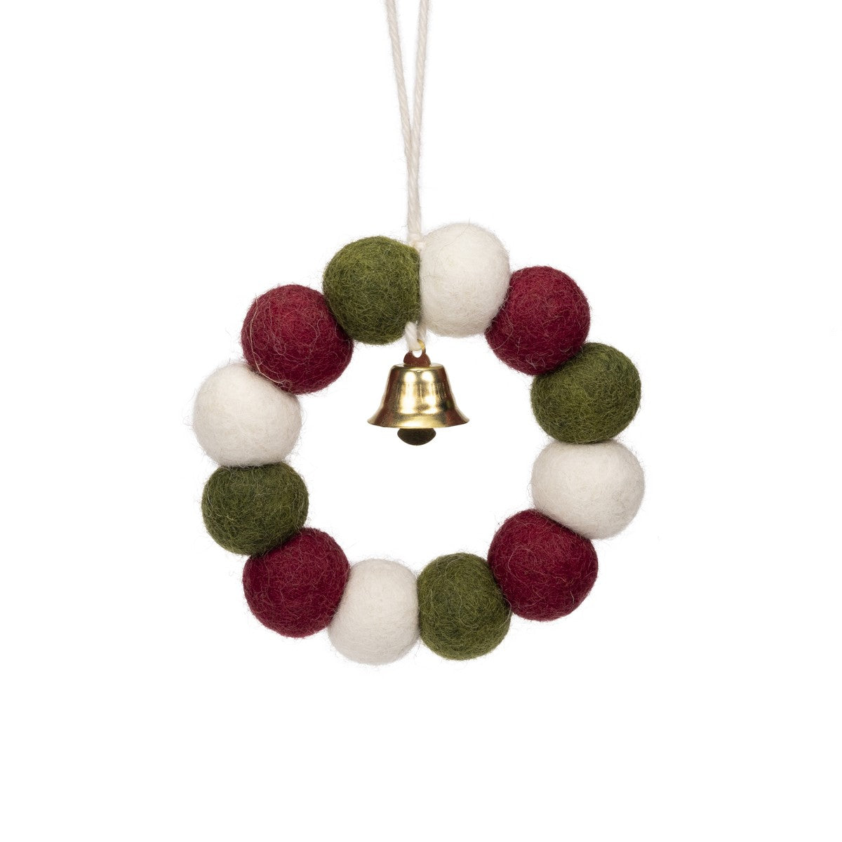 Detailfoto van vilten hanger krans viltballetjes holly berry small