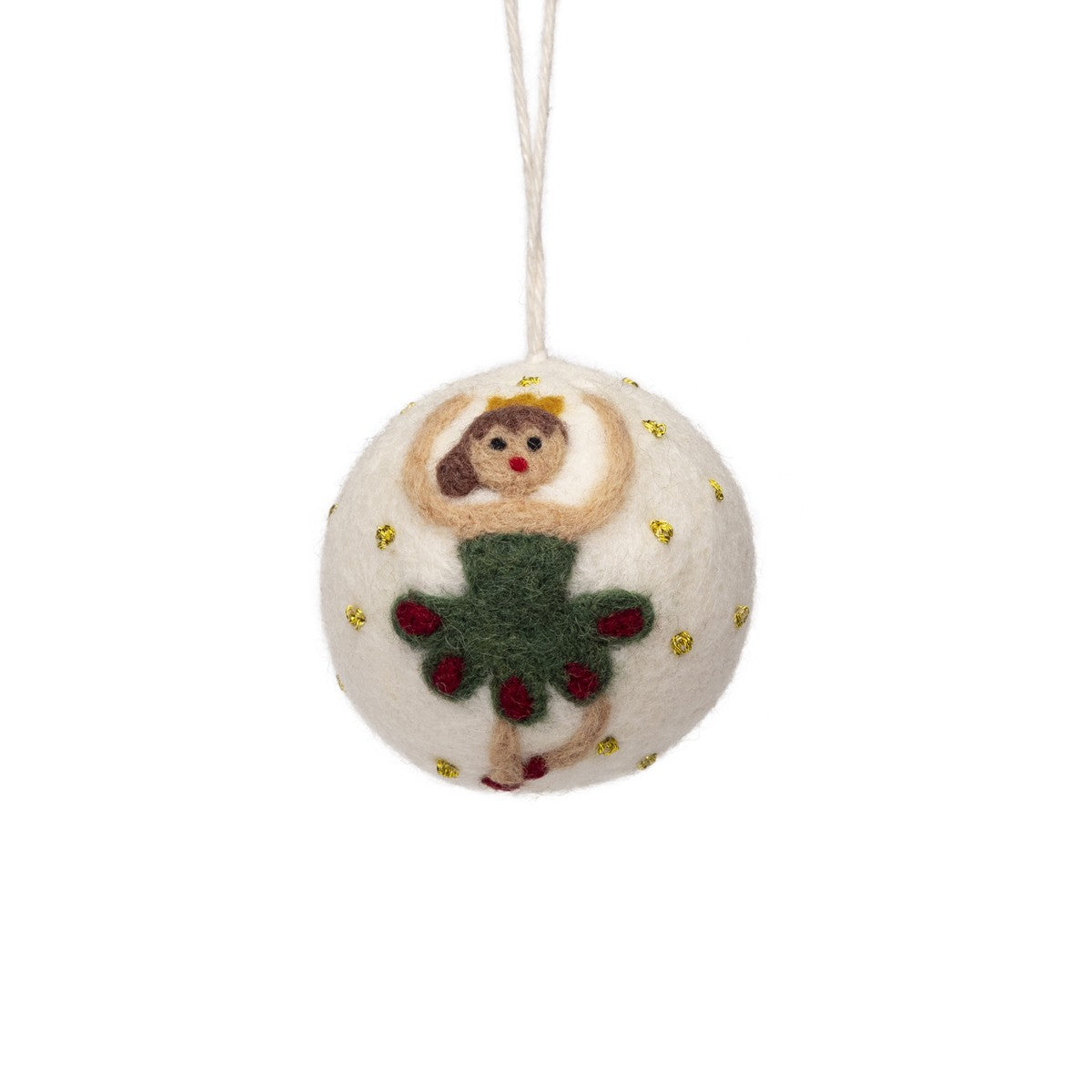 Detailfoto van vilten hanger bal ballerina