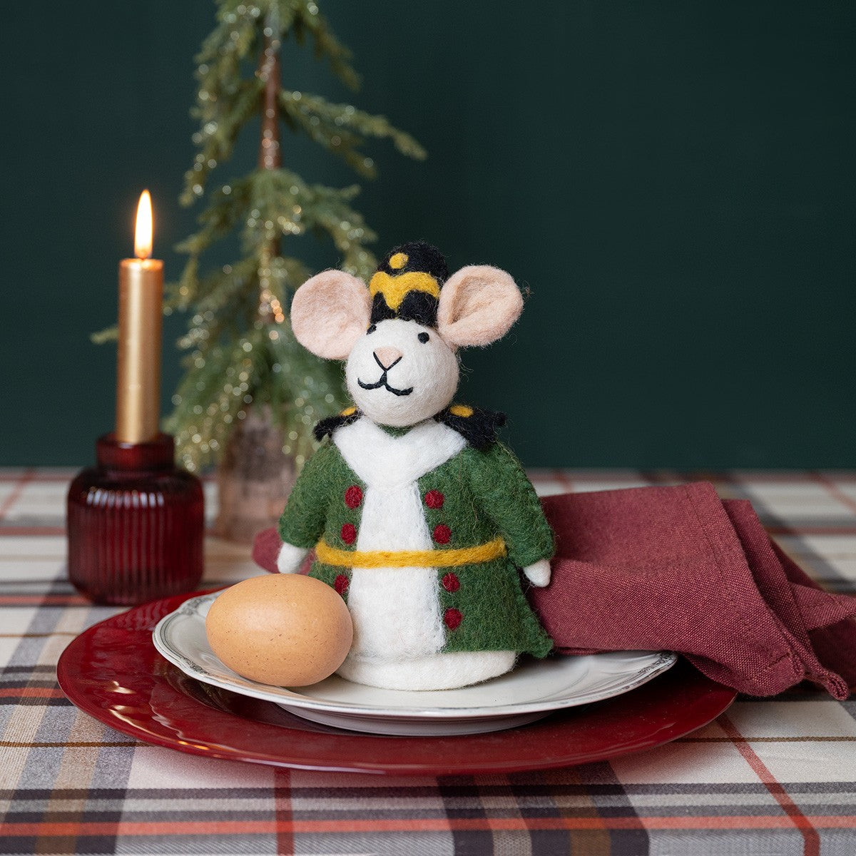 Vilten decoratie muis notenkraker generaal