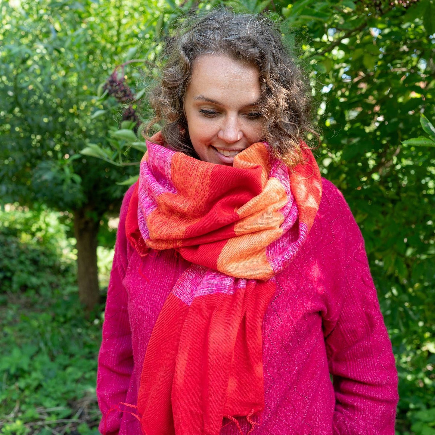 Sjaal Fuchsia Rood Oranje