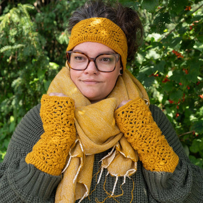Haarband Granny Square Okergeel