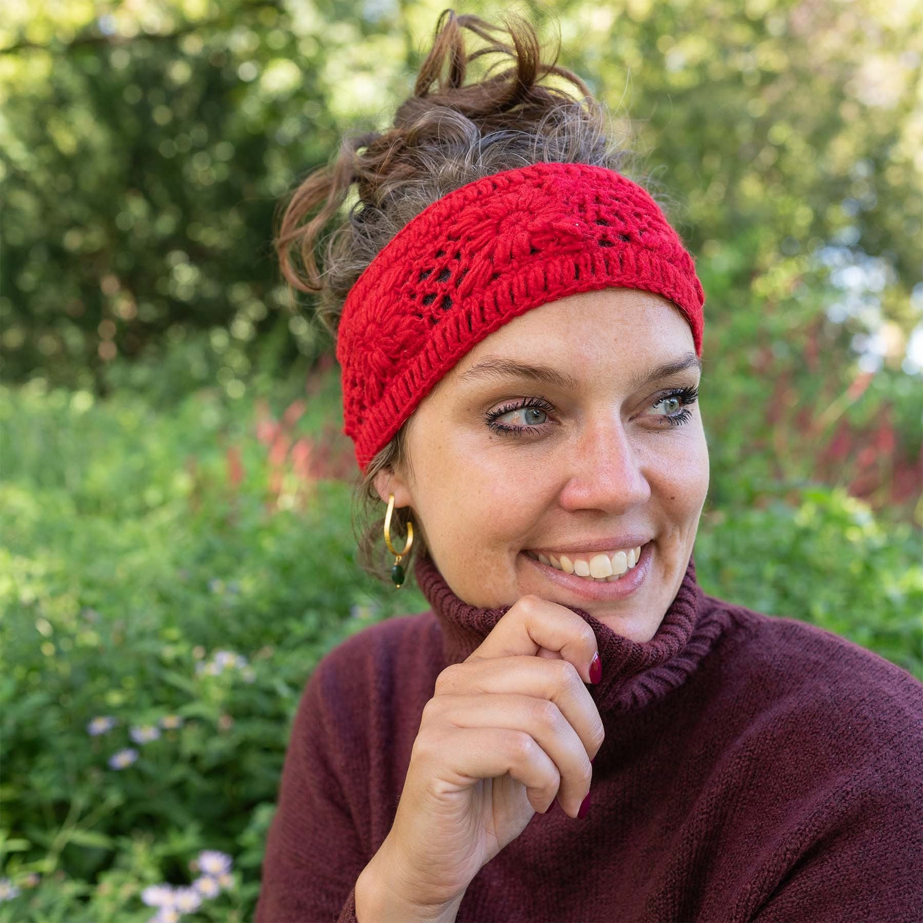 Haarband Granny Square Rood