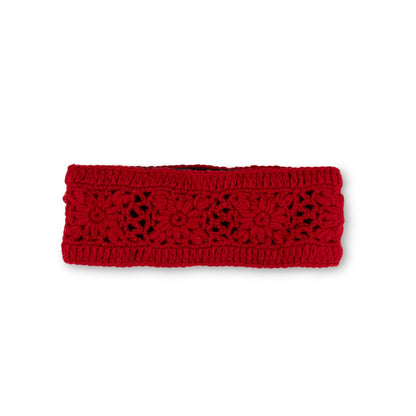 Detailfoto van haarband granny square rood