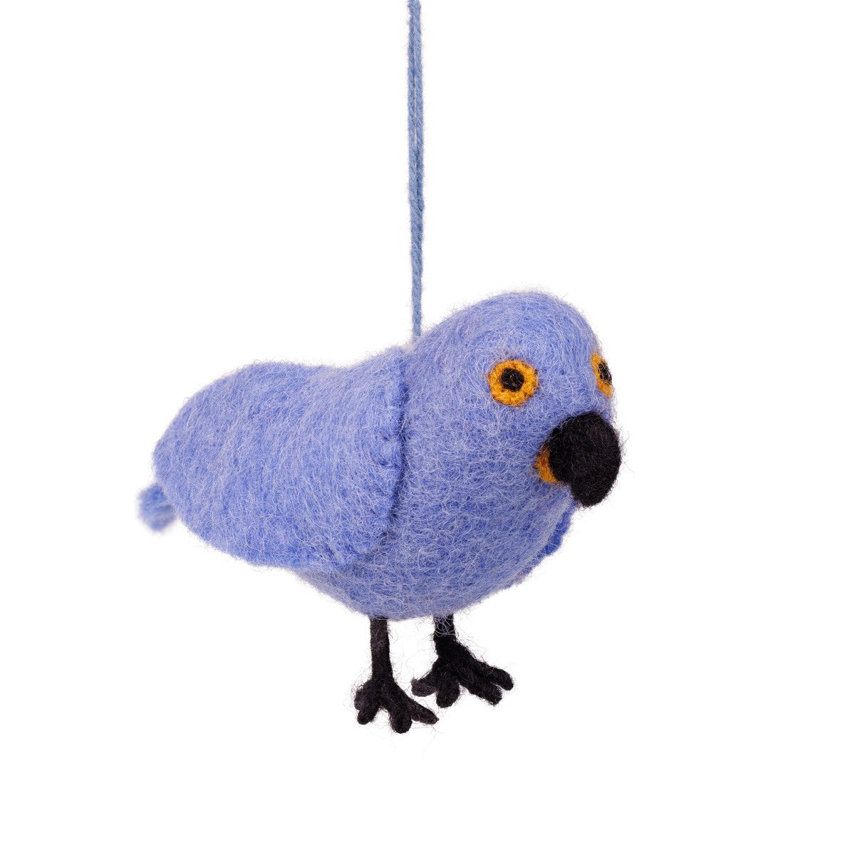 Detailfoto van vilten vogel: papegaai blauw