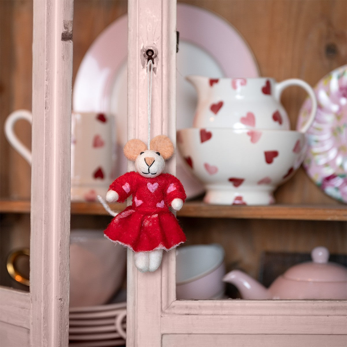 Vilten hanger muis sweetheart rood