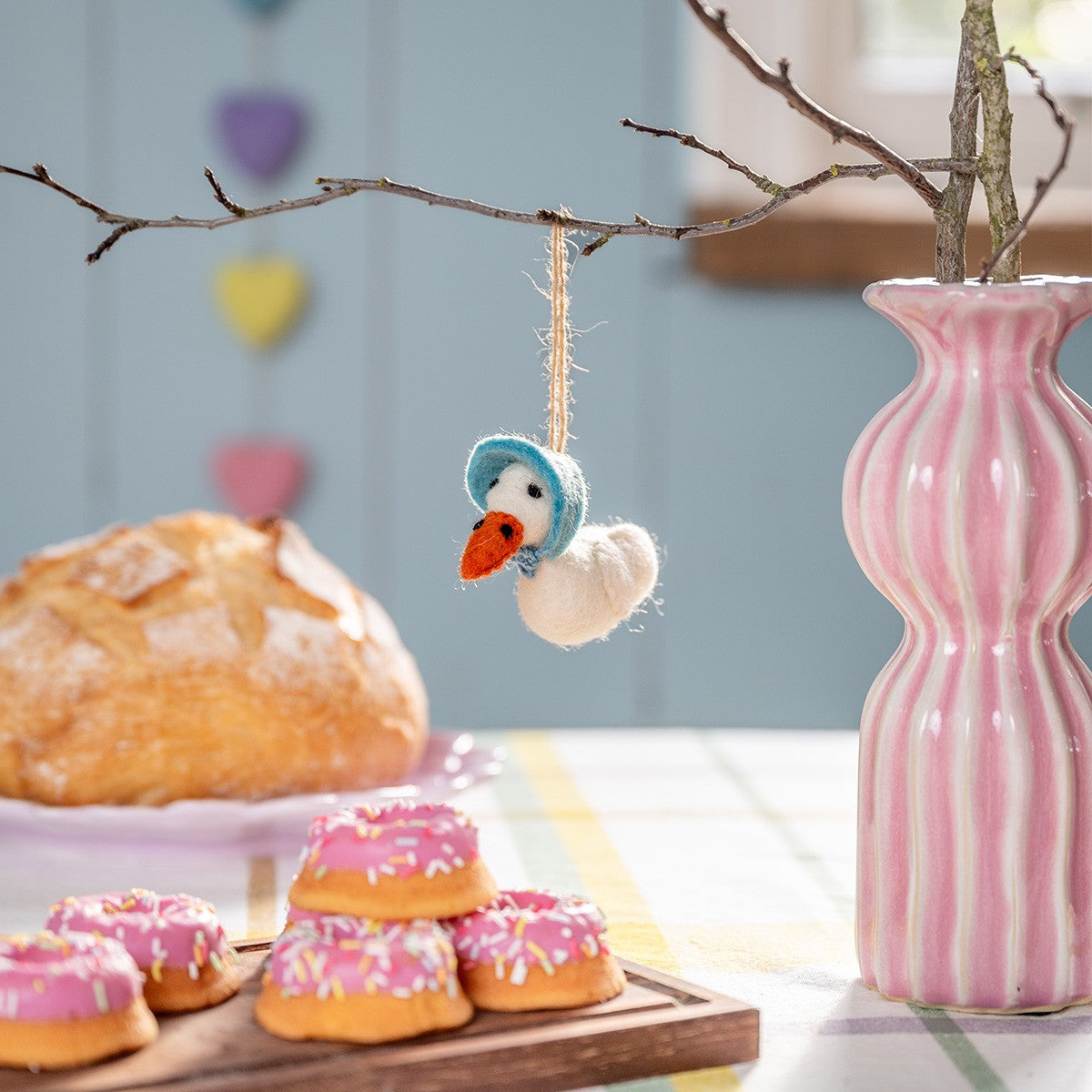 Vilten hanger gans turquoise