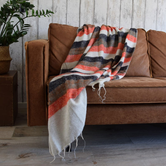 Plaid Crème Taupe Oranje