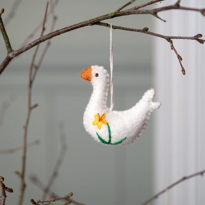 Vilten hanger gans met narcis