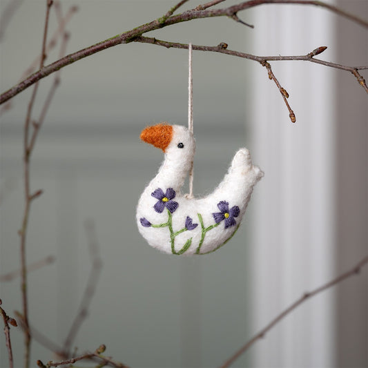 Vilten hanger gans met pinksterbloem