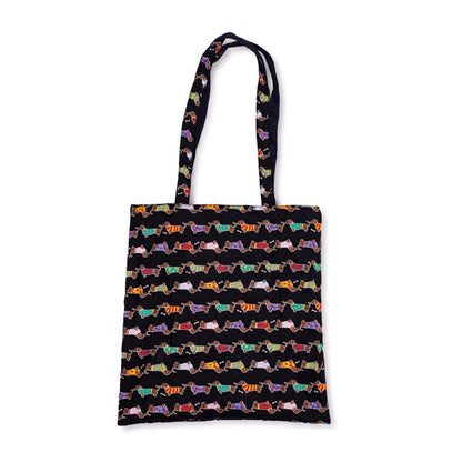 Detailfoto van vilten totebag teckel zwart