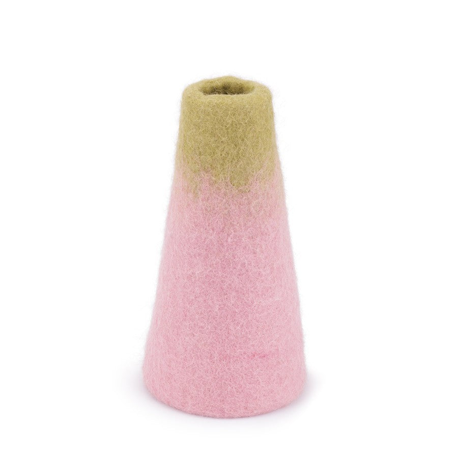 Detailfoto van vilten vaas roze-groen small