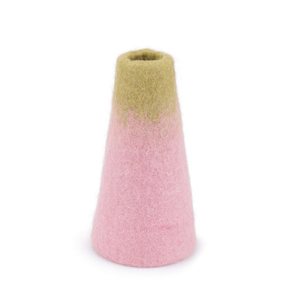 Detailfoto van vilten vaas roze-groen small