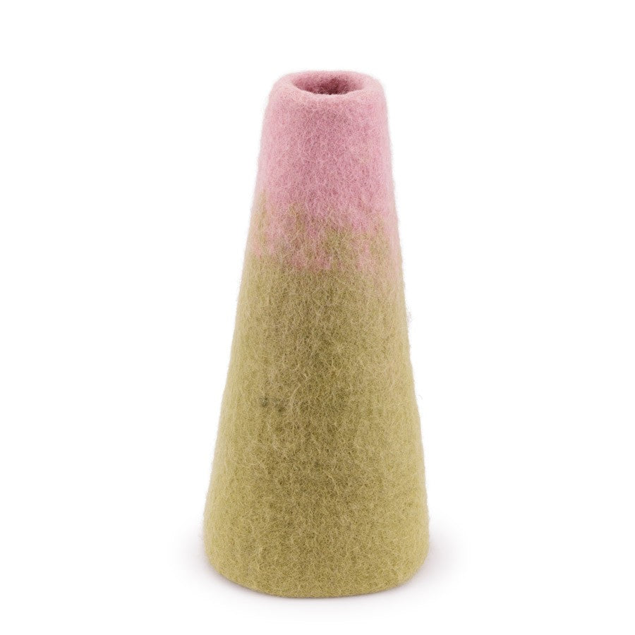 Detailfoto van vilten vaas roze-groen medium