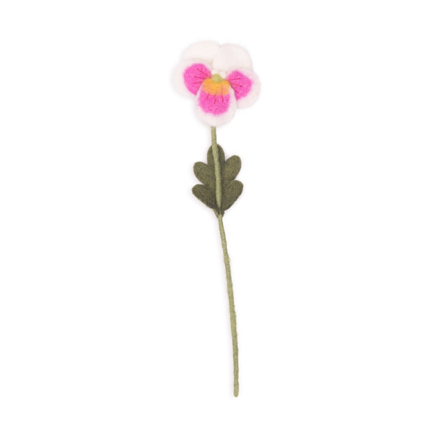 Detailfoto van vilten viooltje wit-roze