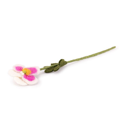 Detailfoto van vilten viooltje wit-roze