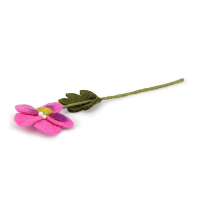 Detailfoto van vilten viooltje fuchsia
