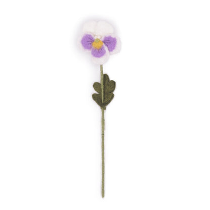 Detailfoto van vilten viooltje wit-lila
