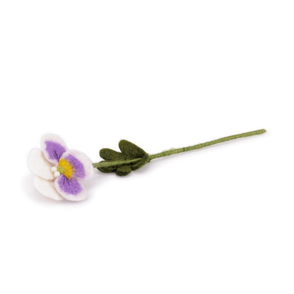 Detailfoto van vilten viooltje wit-lila