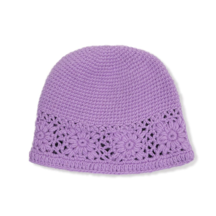 Detailfoto van muts granny square lila