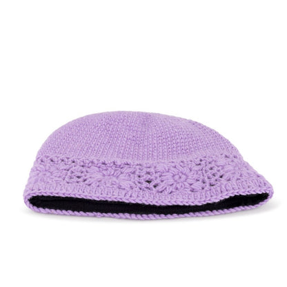 Detailfoto van muts granny square lila
