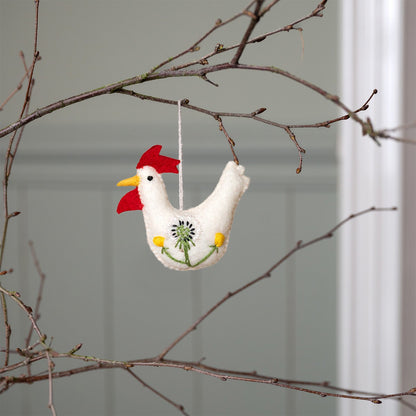 Vilten hanger haan met paardenbloem
