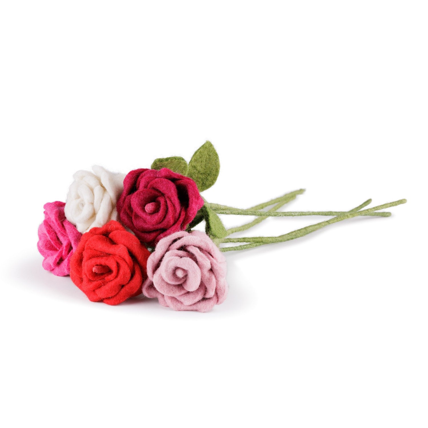 Detailfoto van vilten roos roze-rood assorti 5 st.