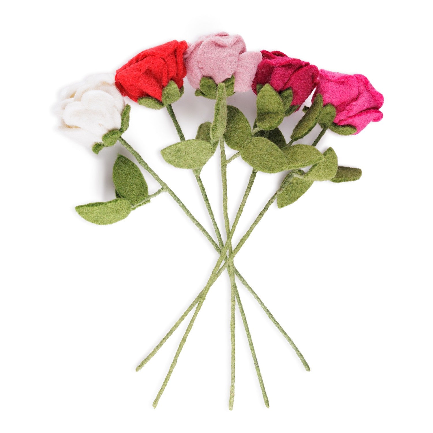 Detailfoto van vilten roos roze-rood assorti 5 st.