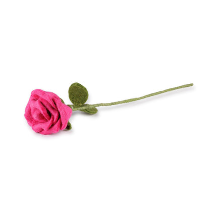 Detailfoto van vilten roos fuchsia