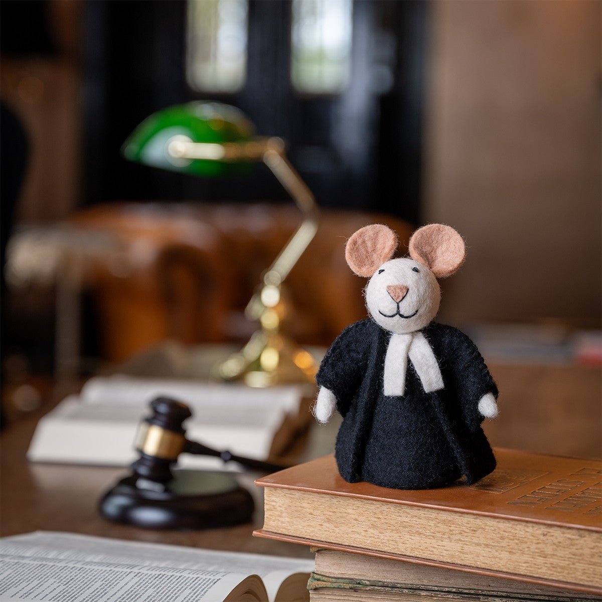 Vilten decoratie muis advocaat