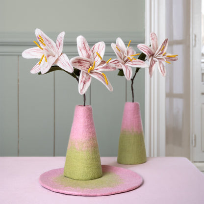 Detailfoto van vilten vaas roze-groen small