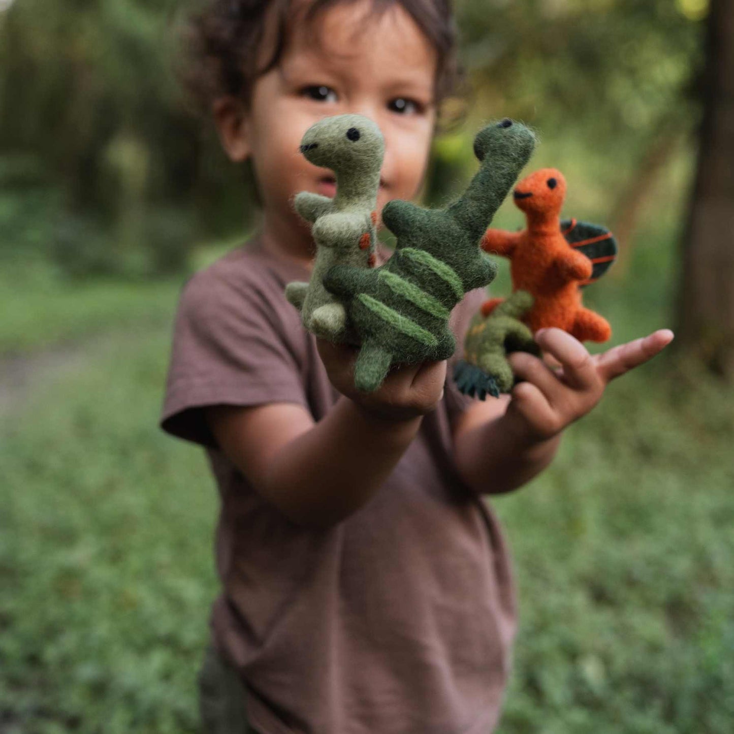 Detailfoto van vilten vingerpopje dino assorti 6 st.