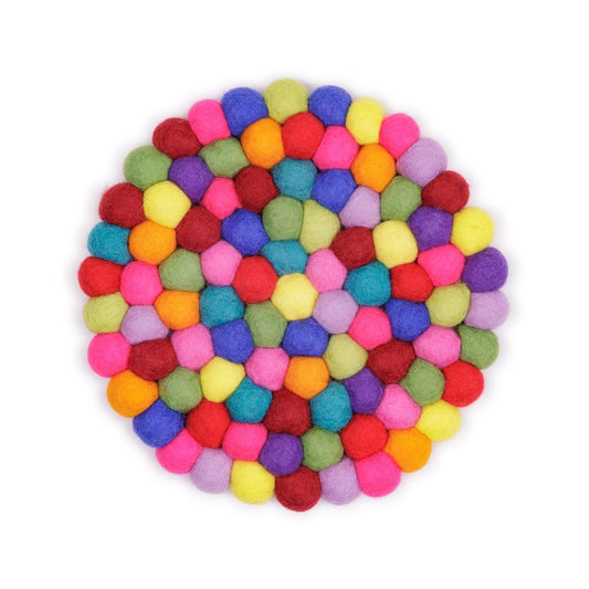 Detailfoto van vilten onderzetter vb 20 cm rond multicolor