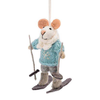 Detailfoto van hanger muis skiër van vilt