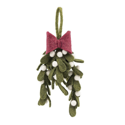 Detailfoto van vilten hanger mistletoe met strik xl