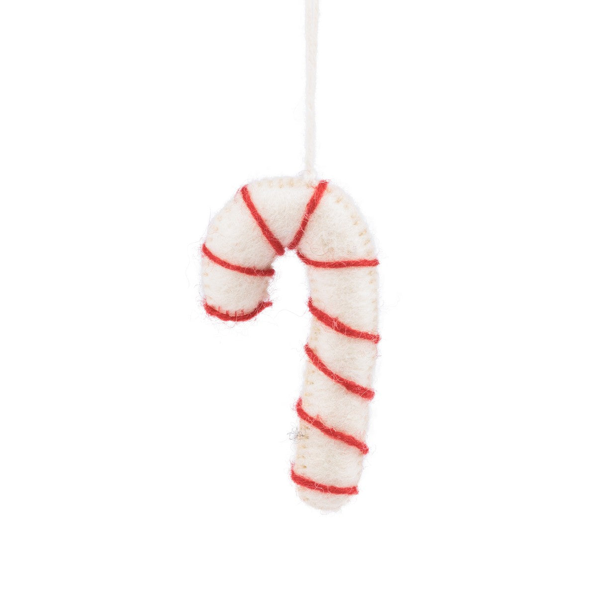 Detailfoto van vilten hanger candystick wit