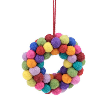 Detailfoto van vilten hanger krans vb multicolor small