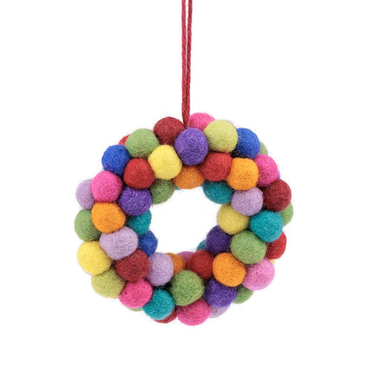 Detailfoto van vilten hanger krans vb multicolor small