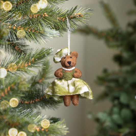 Vilten hanger mevrouw beer mistletoe groen