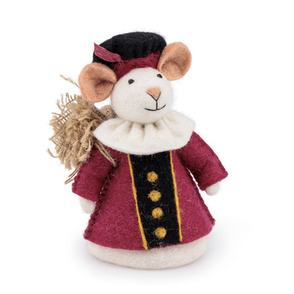 Detailfoto van vilten decoratie muis pietermuis cyclaam