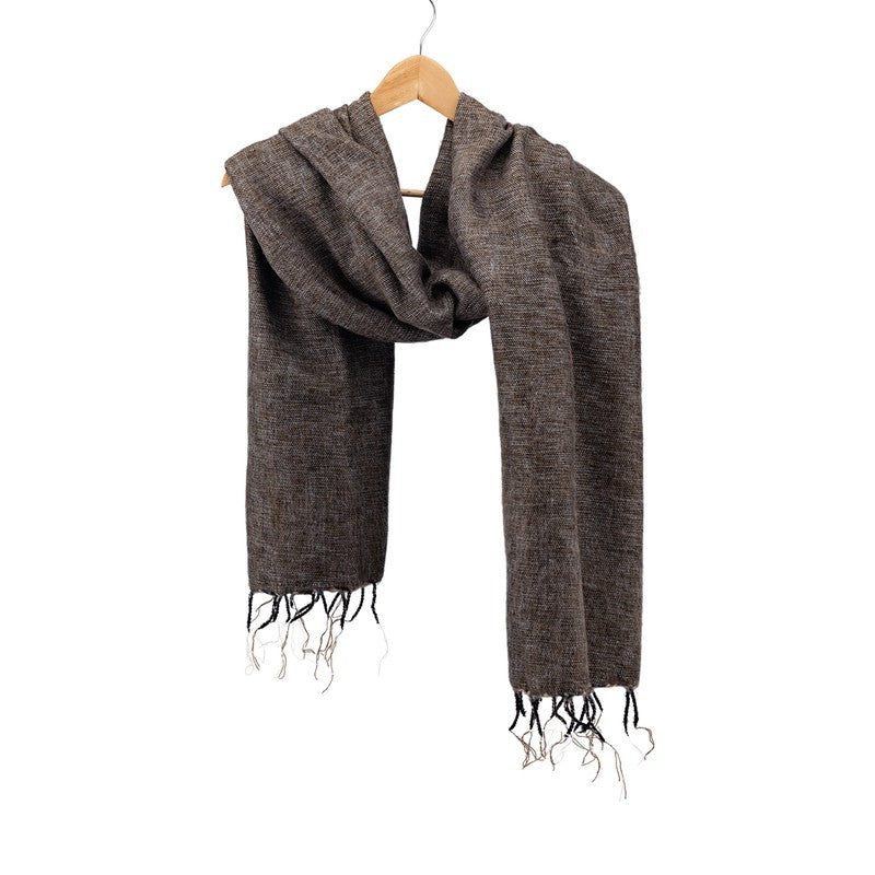 Detailfoto van sjaal taupe