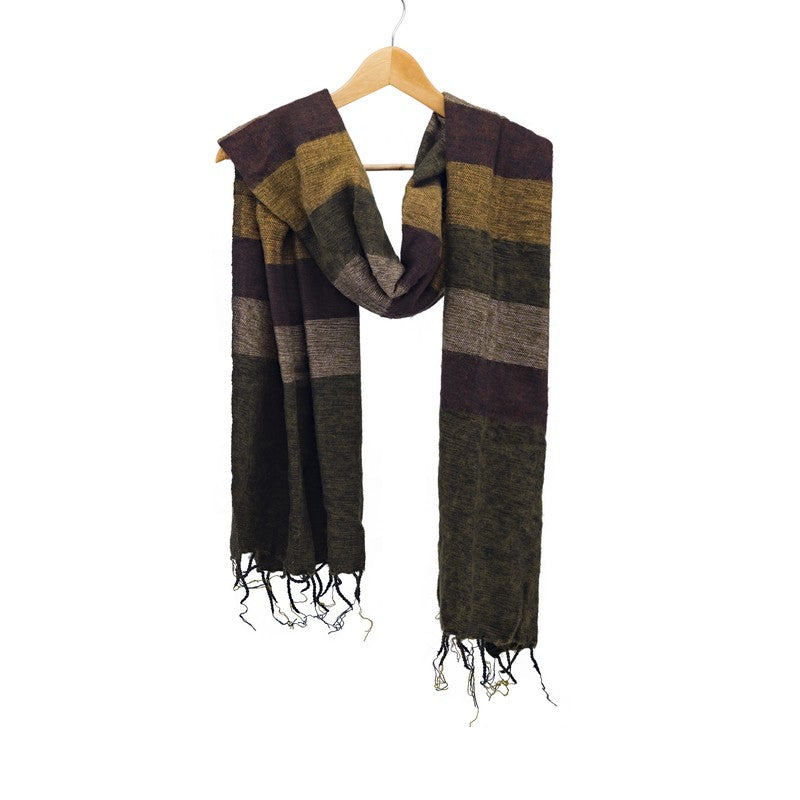 Sjaal Mosgroen Cognac Bordeaux